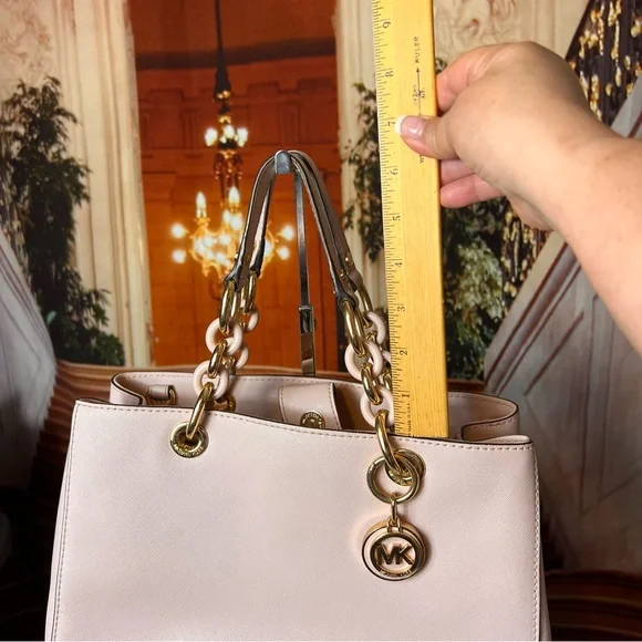 Michael Kors Cynthia Saffiano Leather Satchel, pastel Pink - Picture 4 of 16